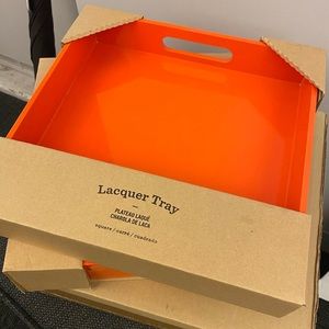 West Elm Orange Lacquer Square Tray (NWT)